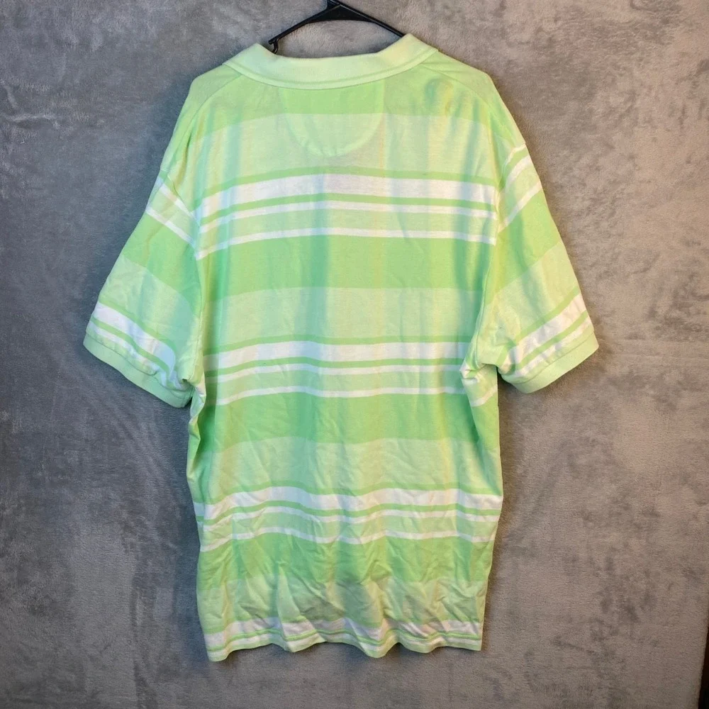 New with tags Chaps Natural Stretch men's polo shirt in size XXL. Green striped